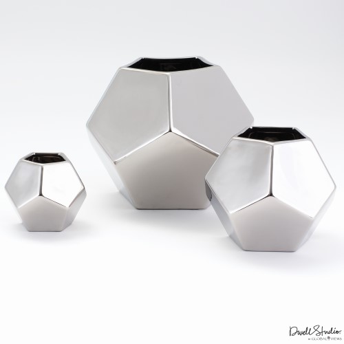 Global Views: Faceted Vase- Silver
